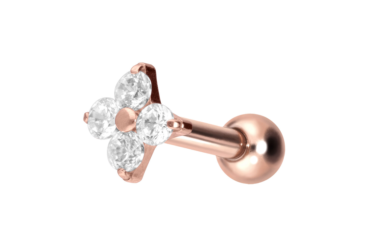 Titan Ohrpiercing mit Innengewinde KRISTALLBLUME